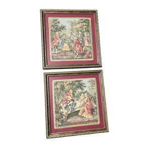 Francois Boucher Rococo Art Framed Needlepoint Tapestry Renaissance Set